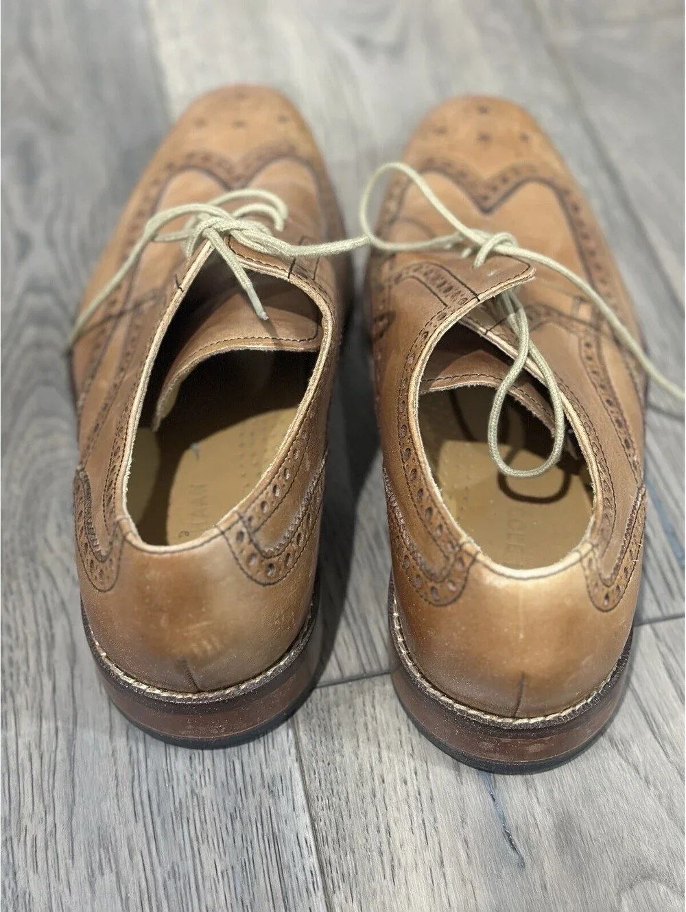 Cole Haan Wingtip Oxford Brown Leather Dress Shoes C09303 Mens Size 9 1/2